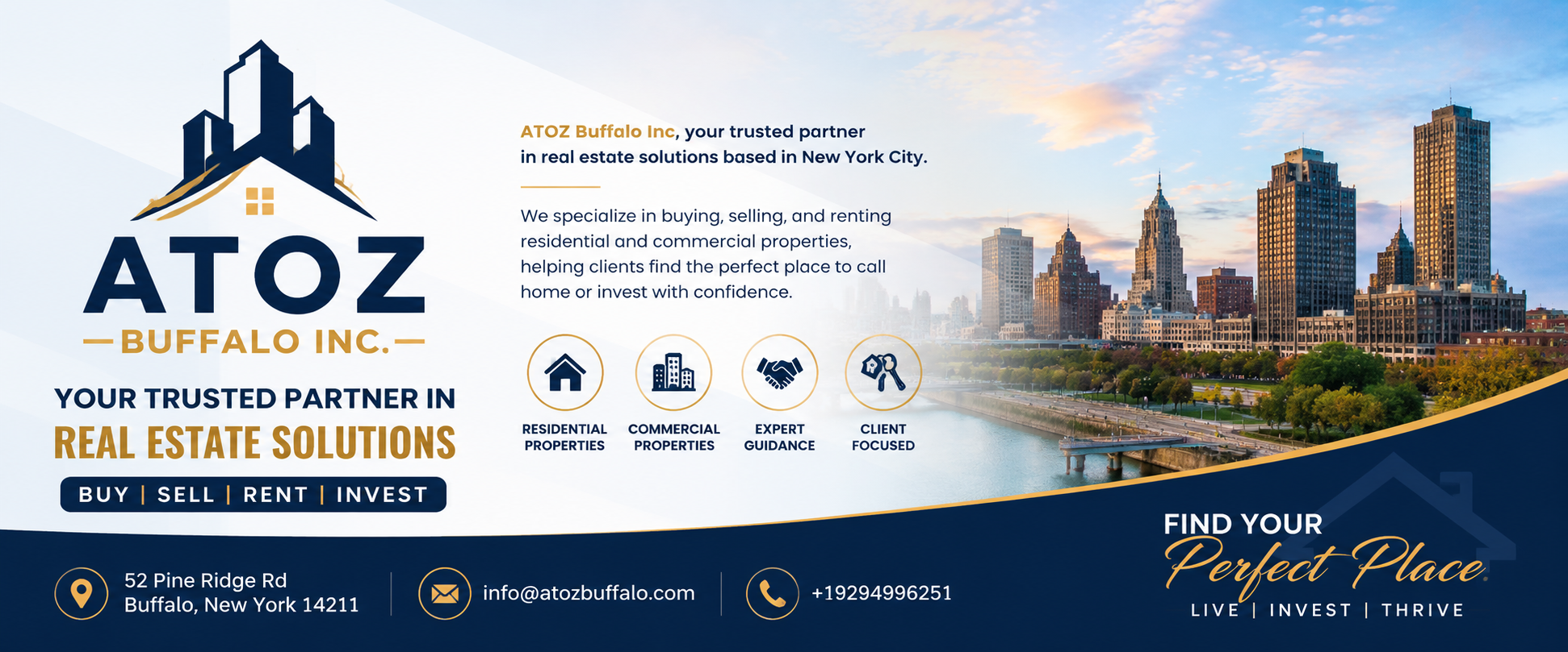 Welcome to ATOZ Buffalo Inc, your trusted partner in real estate solutions based in New York City. We specialize in buying, selling, and renting residential and commercial properties, helping clients find the perfect place to call home or invest with confidence.